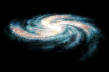 Wall Mural - 3d render galaxy. Fantasy with planet against starry sky on deep background. Cosmic celestial sky. Abstract space backdrop. Outer space. Night scene. Sound of cosmic radiation of the universe