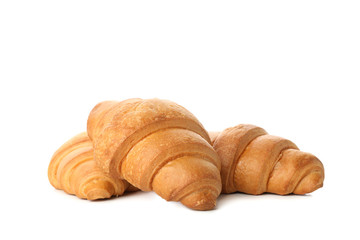 Freshly baked croissants isolated on white background