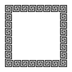 Wall Mural - Disconnected meander, square frame, made of seamless meander pattern. Meandros. Decorative border with interrupted lines, shaped into repeated motif. Greek fret or key. Illustration over white. Vector