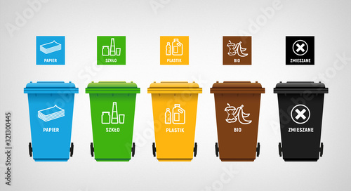 Fotografía garbage can & vector icons segregation 02