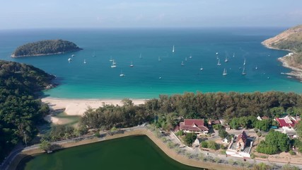 Wall Mural - Aerial view of Nai Harn beach in Phuket, Thailand