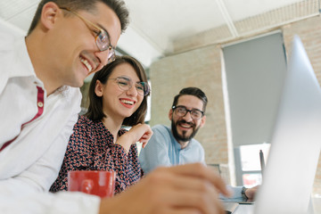 Smiling web design team