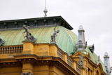 Architectural details on historical building of Croatian national theatre in Zagreb, Croatia.
