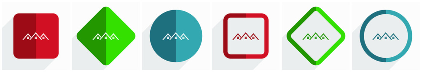 Poster - Home, house icon set, flat design vector illustration in 6 options for webdesign and mobile applications in eps 10