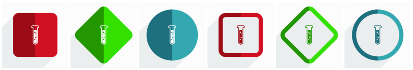 Poster - Science, laboratory, chemistry icon set, flat design vector illustration in 6 options for webdesign and mobile applications in eps 10