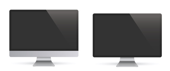 Wall Mural - сomputer monitor and display with shadow, realistic front view - stock vector.