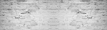 White Gray Light Damaged Rustic Brick Wall Texture Banner Panorama