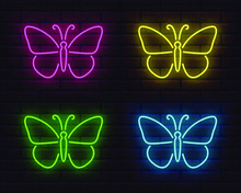 Decorative Colorful Neon Butterfly Set