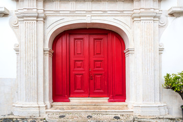 Sticker - red door on white facade