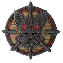 Fantasy Round Viking Wooden Shield On An Isolated White Background. 3d Illustration