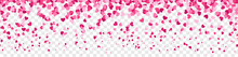 Falling Pink Hearts Confetti Rain Seamless Pattern Background Transparent Isolated