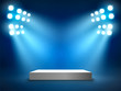 © kolonko - Stage podium with light presentation pedestal. Award illuminated show spotlight stage design