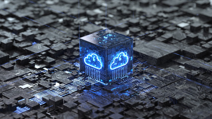 Cloud computing and network security concept, 3d rendering,conceptual image.