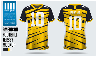 American football jersey mockup template design for sport club. Football t-shirt sport. Front view and back view rugby football uniform. Vector art and Illustration.