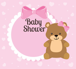 Canvas Print - baby shower card with cute bear and decoration