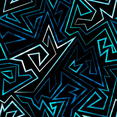 Wall Mural - blue neon seamless pattern