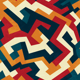 Fototapeta Młodzieżowe - tribal lines seamless pattern with grunge effect
