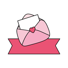 Sticker - envelope mail with ribbon decoration isolated icon