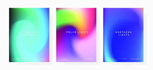 Aufkleber - Set of shiny iridescent holographic foil texures for poster and cover design. 