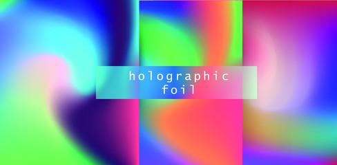 Aufkleber - Set of shiny iridescent holographic foil texures for poster and cover design. 
