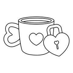 Sticker - cup coffee with padlock isolated icon