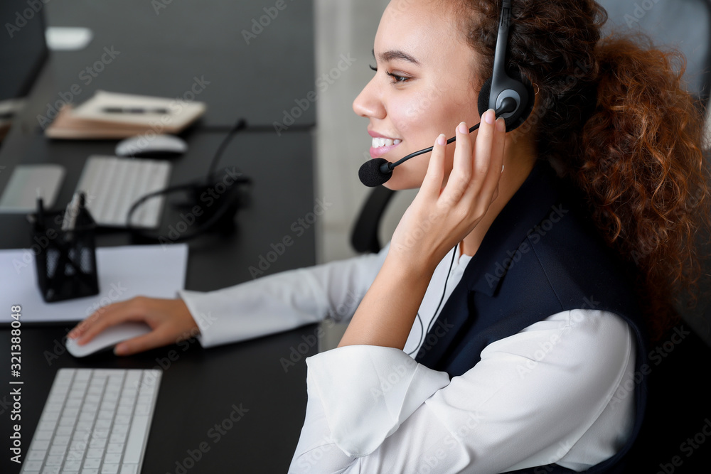 Technical support agent working in office