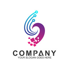 technology and science vector logo,s letter with electronic line shape