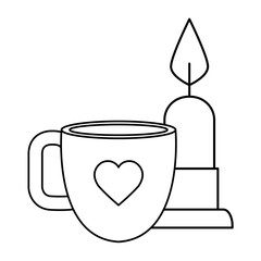 Canvas Print - cup coffee with candle isolated icon