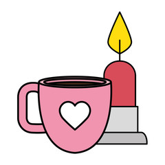 Canvas Print - cup coffee with candle isolated icon