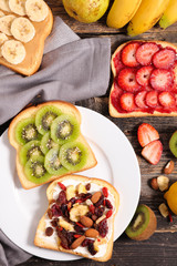 Wall Mural - breakfast bread toast with fruit- fruity toast