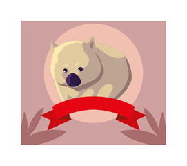 Sticker - greeting card with australian wombat