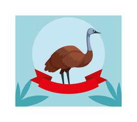 Sticker - greeting card with australian emu