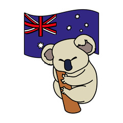 Sticker - koala with australia flag in the background