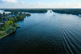 Fototapeta Na sufit - Aerial view of Moscow Canal and surroundings on a summer day