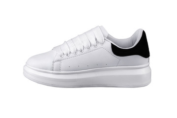 White sneaker on a white background.Sports shoes.