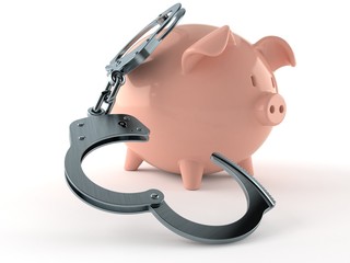 Poster - Piggy bank with handcuffs