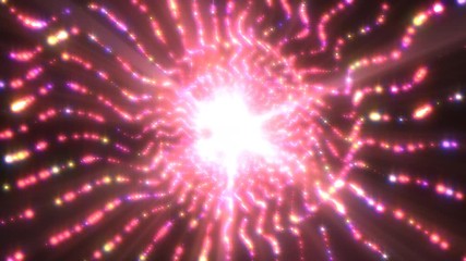 Wall Mural - Beautiful Glowing Pink Tunnel of Sparkling Shiny Light Particles - 4K Seamless Loop Motion Background Animation