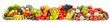 Wide photo multi-colored fresh fruits and vegetables isolated on white
