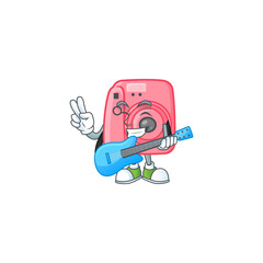 Sticker - A cartoon character of instan camera playing a guitar