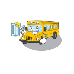 Wall Mural - Smiley school bus mascot design with a big glass