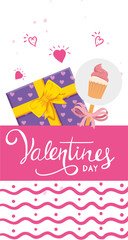 Poster - happy valentines day with gift box and decoration