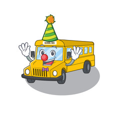 Poster - Funny Clown school bus cartoon character mascot design