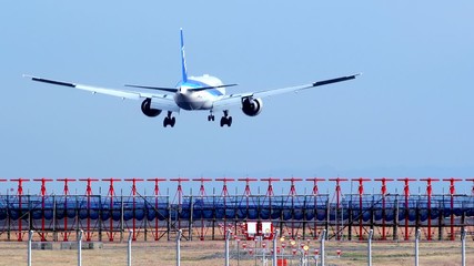 Poster - 着陸態勢に入る飛行機