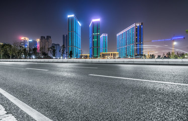 urban traffic road with cityscape in background, China.