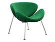 Mid-century green fabric chair with chromium legs. 3d render.