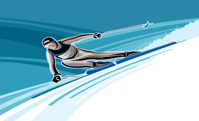 Wall Mural - Downhill skiing