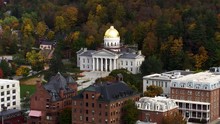 Vermont State House Montpelier Capital Building By Aerial Drone