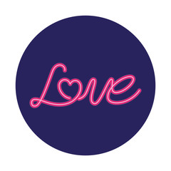 Poster - love label in neon light , valentine day