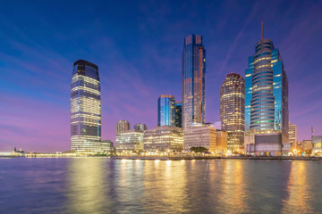 Wall Mural - Skyline of Jersey City, New Jersey from New York Harbor