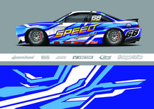Race Car Livery Design Vector. Graphic Abstract Stripe Racing Background Designs For Vinyl Wrap, Race Car, Cargo Van, Pickup Truck And Adventure. Full Vector Eps 10.